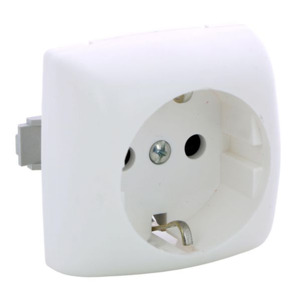 German standard 2P+E socket outlet, screw terminals Modular surface-mounted switchgear - white image 1