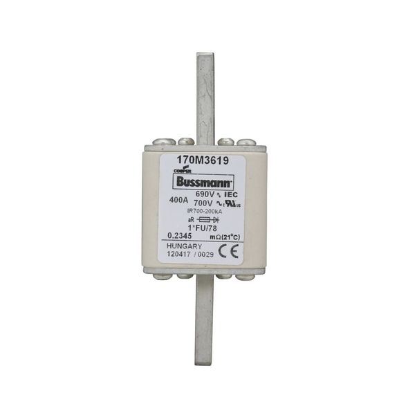 Fuse-link, high speed, 400 A, AC 690 V, compact size 1, 45 x 45 x 110 mm, aR, IEC, UL image 10