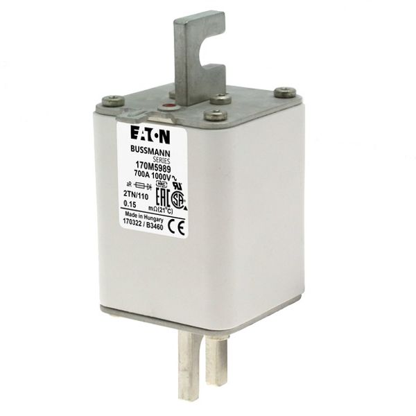 Fuse-link, high speed, 700 A, AC 1000 V, DIN 2, 59 x 75 x 138 mm, aR, DIN, IEC, single indicator image 3