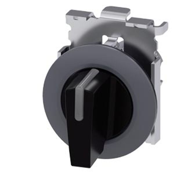 Illuminable selector switch, 30 mm, round, Metal matt, black, Selector switch short, front ring  3SU1062-2DL10-0AA0-Z X90 image 2