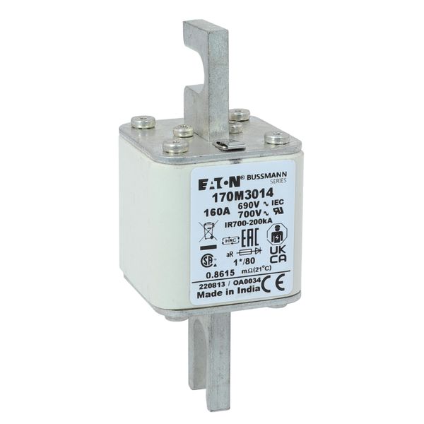 Fuse-link, high speed, 160 A, AC 690 V, compact DIN 1, 45 x 45 x 104 mm, aR, DIN, IEC, single indicator image 23