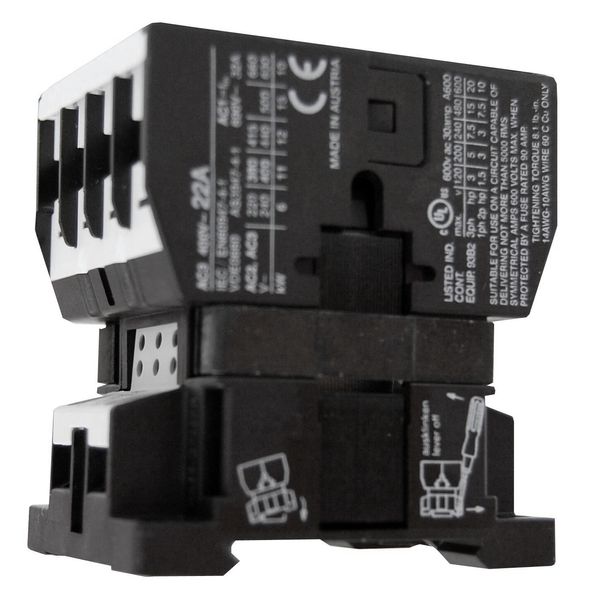 Contactor, 11kW, 22A AC3, 32A AC1, 3-pole, 1NC, 230VAC image 1