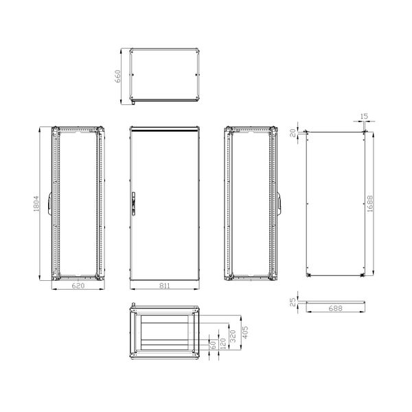 Modular enclosure 1 door IP55 H=1800 W=800 D=600 mm image 3