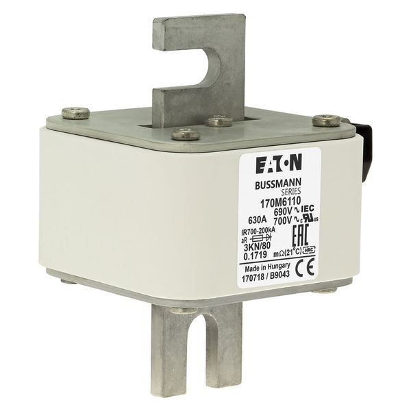 Fuse-link, high speed, 630 A, AC 690 V, DIN 3, 76 x 92 x 109 mm, aR, DIN, IEC, single indicator image 17