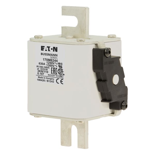 Fuse-link, high speed, 630 A, AC 1250 V, size 3, 76 x 92 x 139 mm, aR, DIN, IEC, single indicator image 7