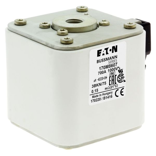 Fuse-link, high speed, 700 A, AC 1000 V, size 3, 74 x 92 x 76 mm, aR, IEC, UL, single indicator image 11