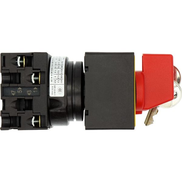 Panic switches, T0, 20 A, flush mounting, 3 pole, with red thumb grip and yellow front plate, Cylinder lock SVA image 8