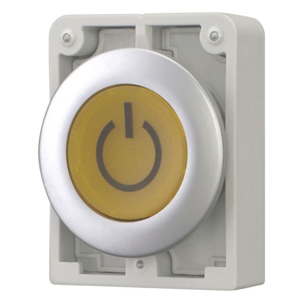 Illuminated pushbutton actuator, RMQ-Titan, Flat, momentary, yellow, inscribed, Metal bezel image 6