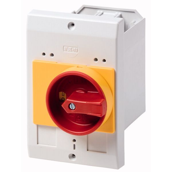 Insulated enclosure, E-PKZ0, H x W x D = 129 x 85 x 124 mm, flush mounted, rotary handle, red/yellow, IP55 image 1