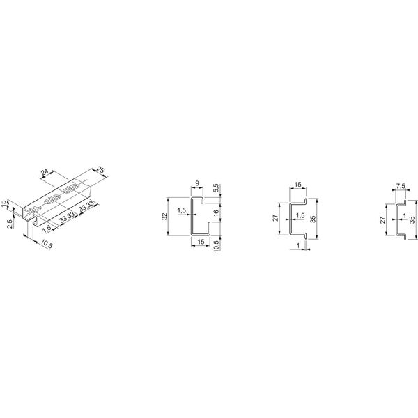 Vertical aluminium rail, height 800mm. Packaging unit: 10 pieces. image 1