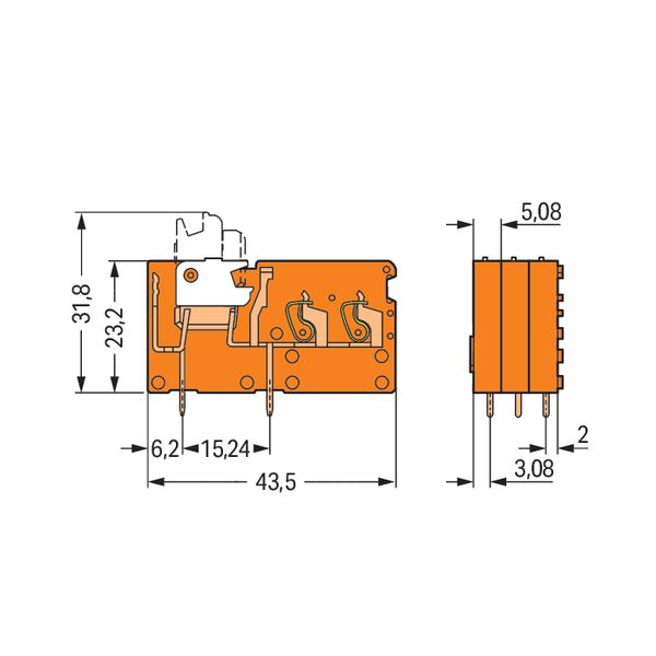 Stackable 2-conductor PCB terminal block with knife disconnect 2.5 mm² image 4