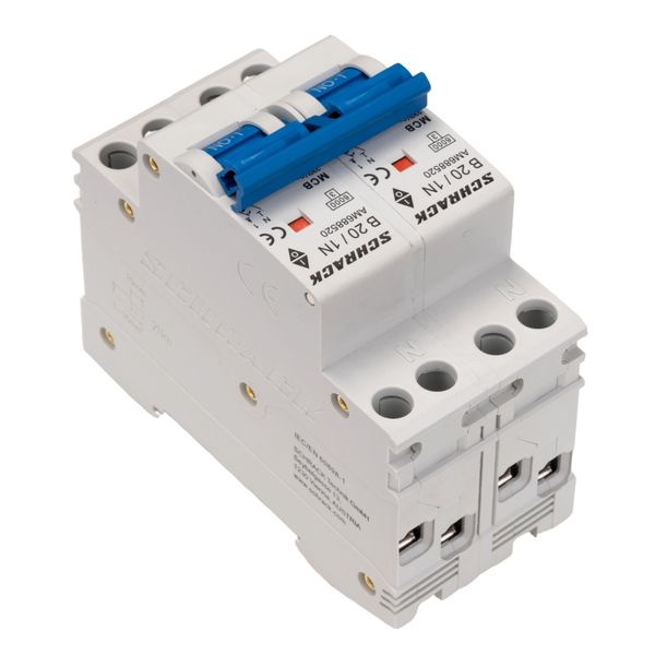 Miniature Circuit Breaker (MCB) AMPARO 6kA, B 20A, 2P+2N image 3