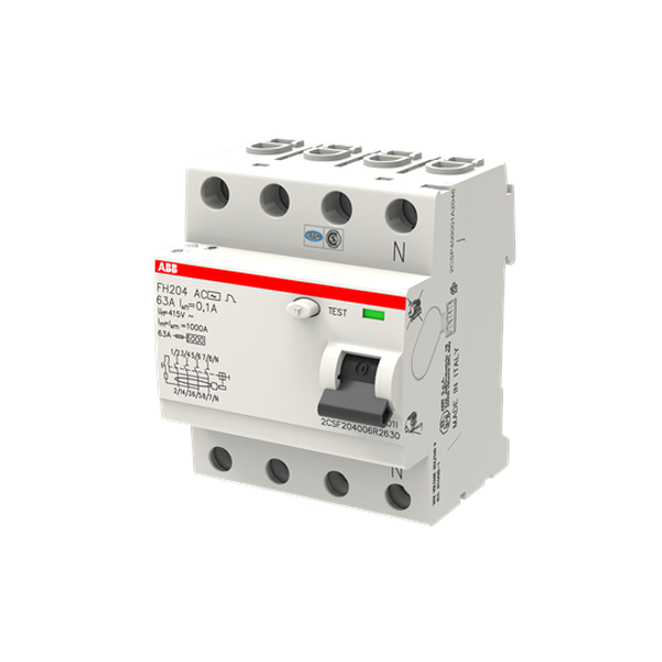 FH204 AC-63/0.1 Residual Current Circuit Breaker 4P AC type 100 mA image 2