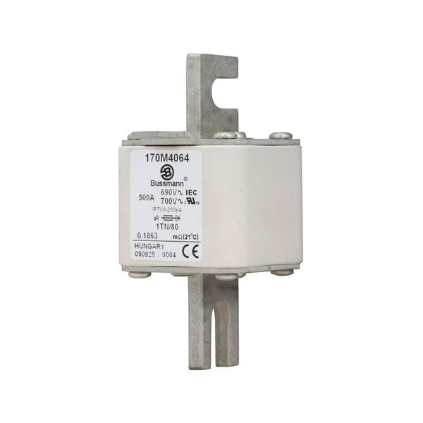 Fuse-link, high speed, 500 A, AC 690 V, DIN 1, 53 x 66 x 108 mm, aR, DIN, IEC, single indicator image 8