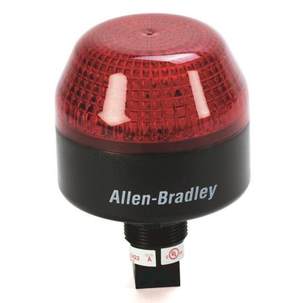 Allen-Bradley, 855PS-B10LE422, 855PS Panel Mount Strobe, Black Housing, 120V AC, 65 mm, Red Lens, 22.5 mm Mounting Hole image 1