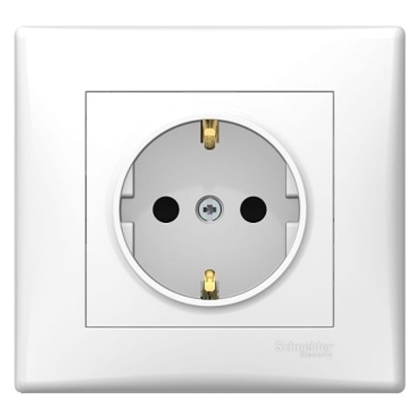 Sedna - single socket outlet, side earth - 16A shutters, white image 1