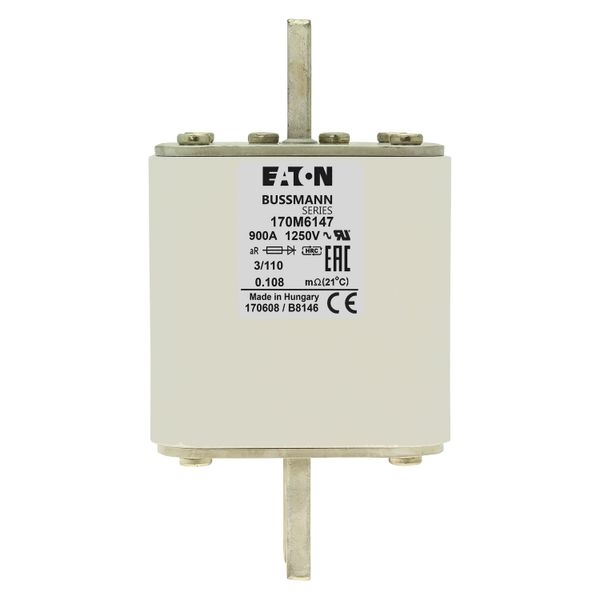 Fuse-link, high speed, 900 A, AC 1250 V, size 3, 76 x 90 x 139 mm, aR, DIN, IEC, single indicator image 9