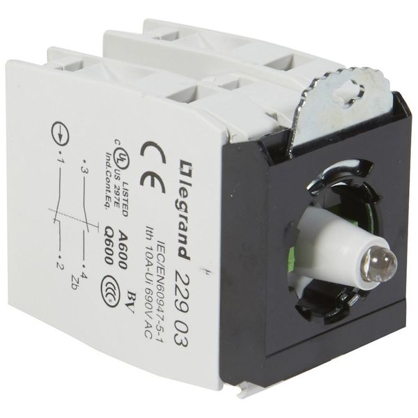 Osmoz block sub-assemblies - for illuminated head - 2 NO/NC - white - 12-24 V~/= image 1