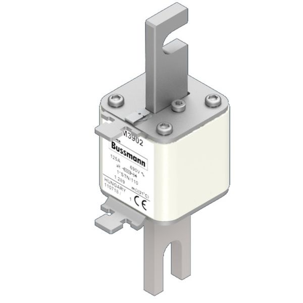 Fuse-link, high speed, 125 A, AC 690 V, compact size 1, 43 x 59 x 141 mm, aR, DIN, IEC, visual indicator image 2