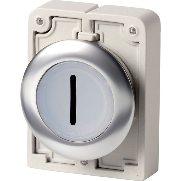 Illuminated pushbutton actuator, RMQ-Titan, flat, momentary, White, inscribed 1, Front ring stainless steel image 4