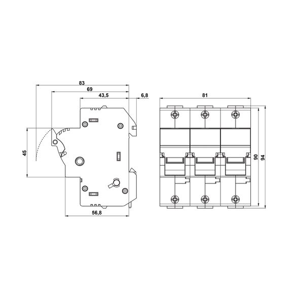 Fuse Carrier 3-pole, 50A, 14x51 with LED image 4