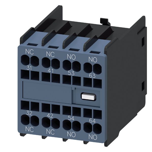 Auxiliary switch, front, 2 NO + 2 NC, current path 1 NC, 1 NC, 1 NO, 1 NO, spring-loaded terminal image 1