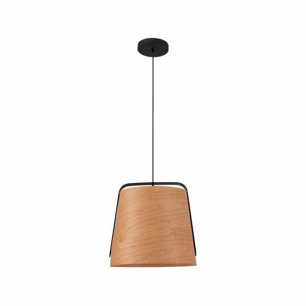 STOOD PENDANT LAMP 1XE27 NEGRO + WOOD MAX 20W image 1