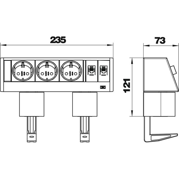 DB-1B3 D3S2K Desk box with fastening clamp image 2