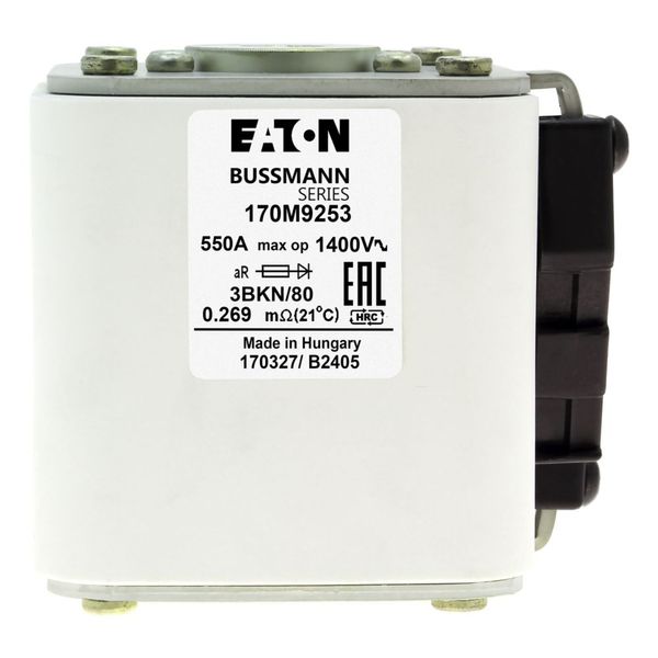 Fuse-link, high speed, 550 A, AC 1400 V, size 3, aR, IEC, with indicator image 7