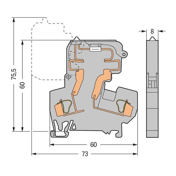 2-conductor fuse terminal block with pivoting fuse holder for 5 x 20 m image 2