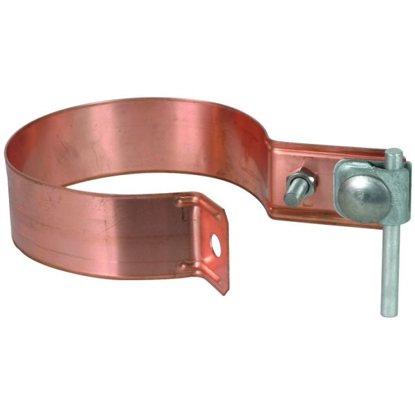 Downpipe clamp D 100mm  Cu-St/tZn bimetallic with clamping frame 6-10m image 1