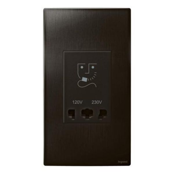 281135BB Mallia Senses 2 gang shaver socket outlet - 120/240 volts image 1