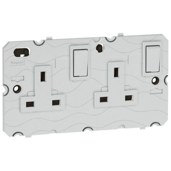 Arteor 2 Gang 13A Double Pole Switched Socket Outlet Soft Alu image 1