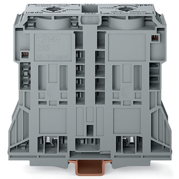 2-conductor through terminal block 185 mm² lateral marker slots gray image 3