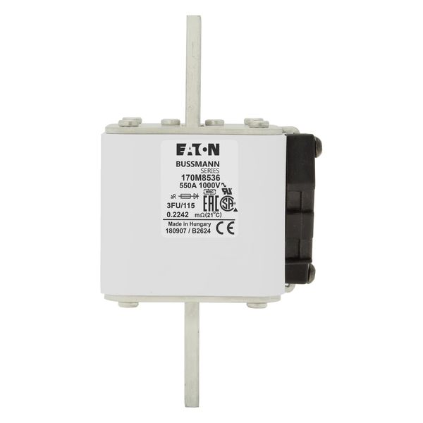 Fuse-link, high speed, 550 A, AC 1000 V, size 3, 76 x 92 x 159 mm, aR, IEC, UL, single indicator image 4