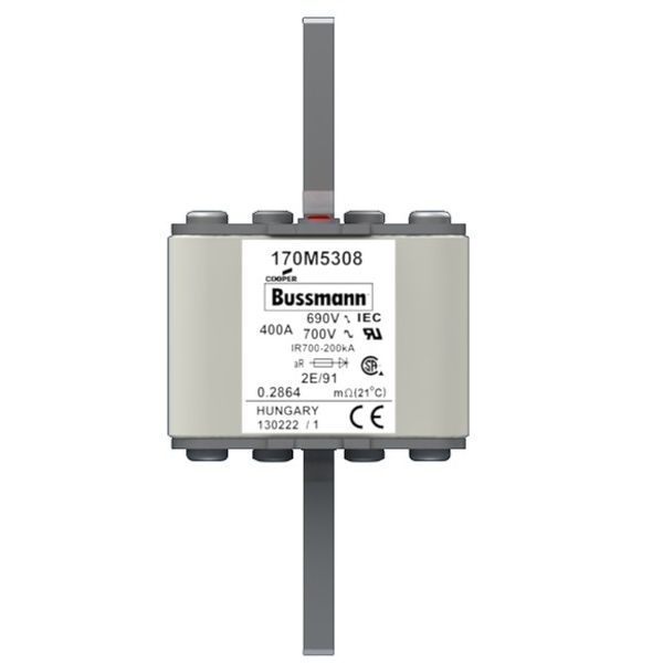 Fuse-link, high speed, 400 A, AC 690 V, size 2, 61 x 61 x 126 mm, aR, IEC, single indicator image 1