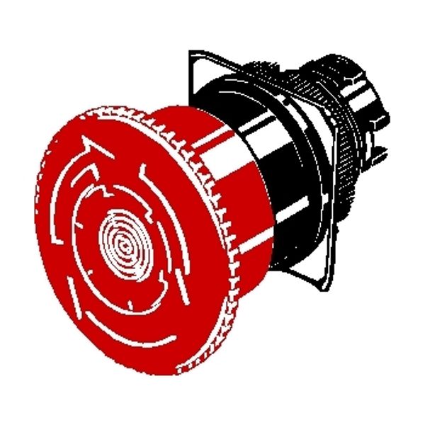 Emergency stop switch, illuminated, 40 mm dia., push-lock/turn-reset, image 1