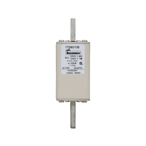 Fuse-link, high speed, 50 A, AC 1250 V, compact size 1, 45 x 45 x 138 mm, aR, DIN, IEC, single indicator image 6