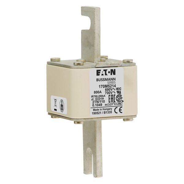 Fuse-link, high speed, 800 A, AC 690 V, DIN 2, 61 x 75 x 138 mm, aR, DIN, IEC, single indicator image 17