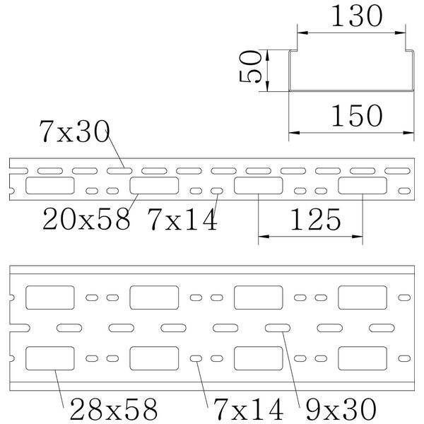 AZK 150 A2 AZ small duct perforated 50x150x3000 image 2