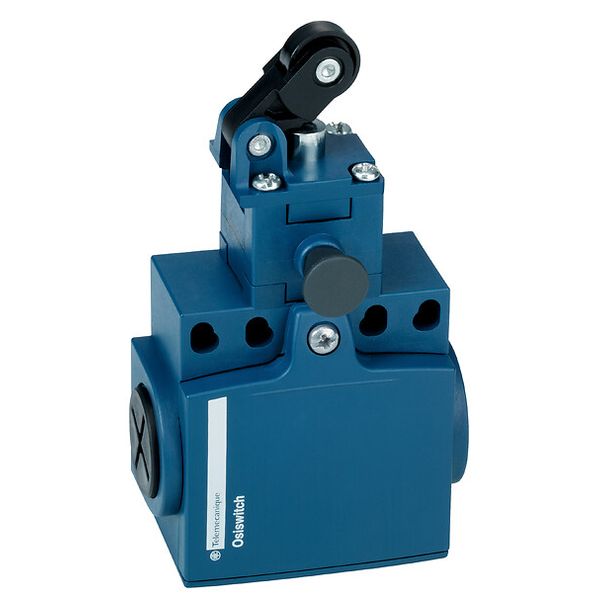 Limit switch XCNTR - th.plastic roller lever plung. Hor - 2NC - slow - M16 image 1