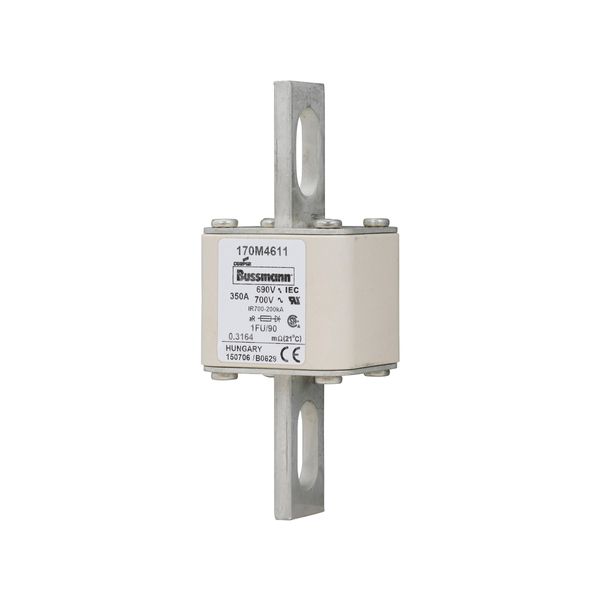 Fuse-link, high speed, 350 A, AC 690 V, size 1, 53 x 69 x 136 mm, aR, IEC, UL, no indicator, 90 mm centers image 7