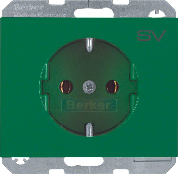 SCHUKO soc. out. "SV" imprint, K.1, green glossy image 1