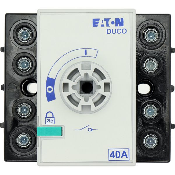 Switch-disconnector, DCM, 40 A, 4 pole, With black rotary handle and drive shaft, Vertical connection image 30