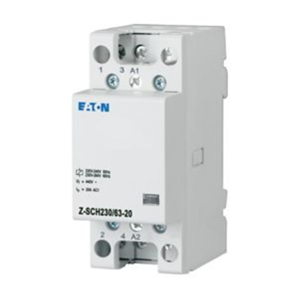 Installation contactor, 230VAC/50Hz, 2N/O, 63A, 3HP image 4