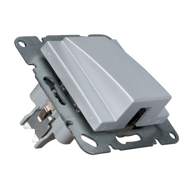Cable outlet socket with cover, silver image 3