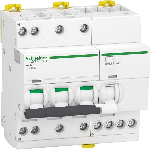 Residual current breaker with overcurrent protection (RCBO), Acti9 iCV40N, 3P+N, 40A, C curve, 6000A, AC type, 300mA image 1