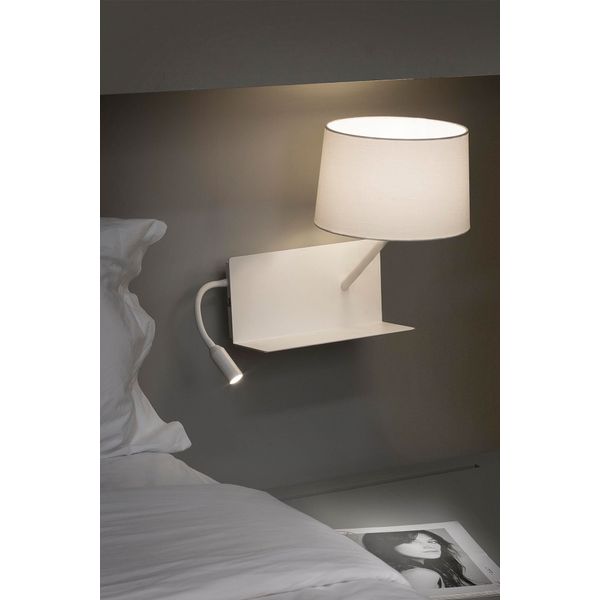 HANDY WHITE RIGHT WALL LAMP 1XE27 20W USB LED 3W image 2