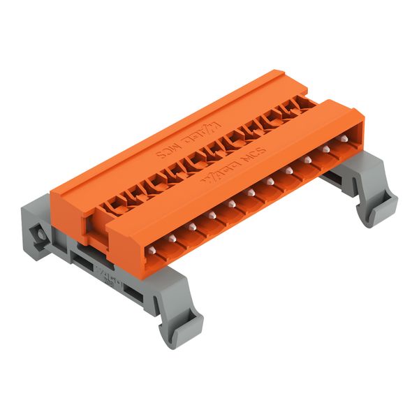 Double pin header DIN-35 rail mounting 17-pole orange image 5