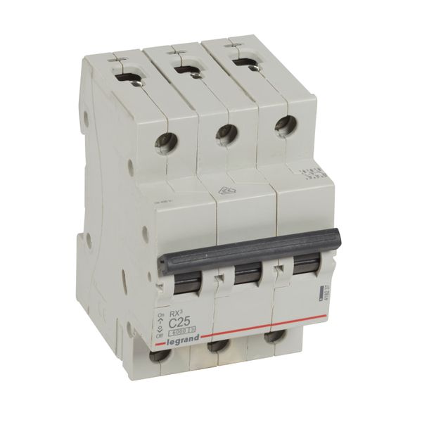 MCB RX³ 6000 - 3P - 400V~ - 25 A - C curve - prong/fork type supply busbars image 1